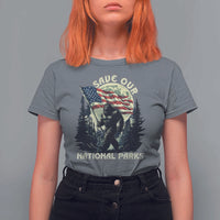 Save Our National Parks Bigfoot T Shirt For Women Vintage American Flag