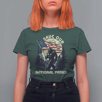 Save Our National Parks Bigfoot T Shirt For Women Vintage American Flag
