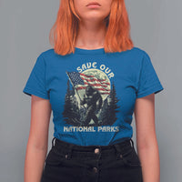 Save Our National Parks Bigfoot T Shirt For Women Vintage American Flag