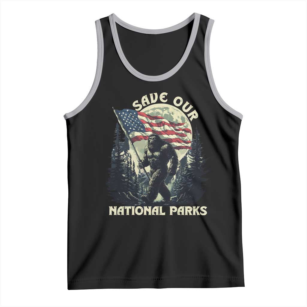 Save Our National Parks Bigfoot Tank Top Vintage American Flag