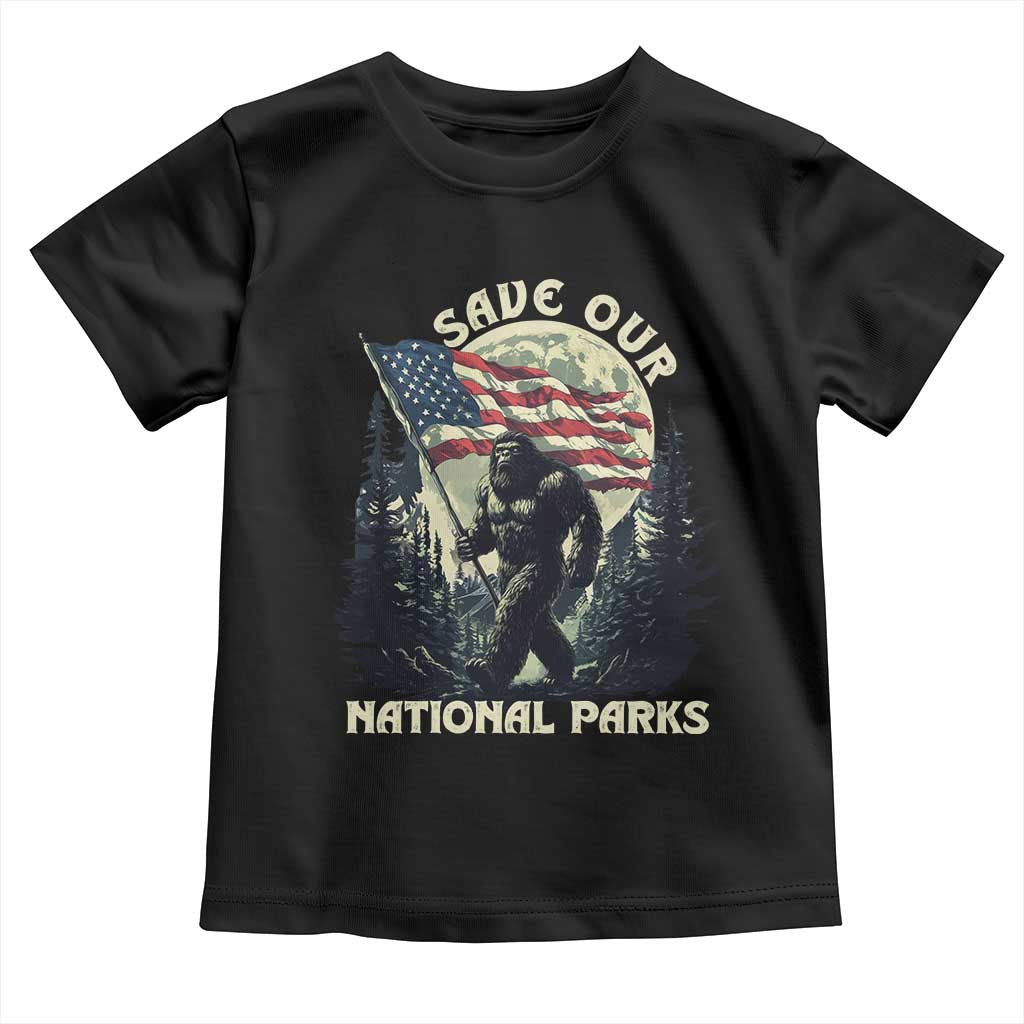 Save Our National Parks Bigfoot Toddler T Shirt Vintage American Flag