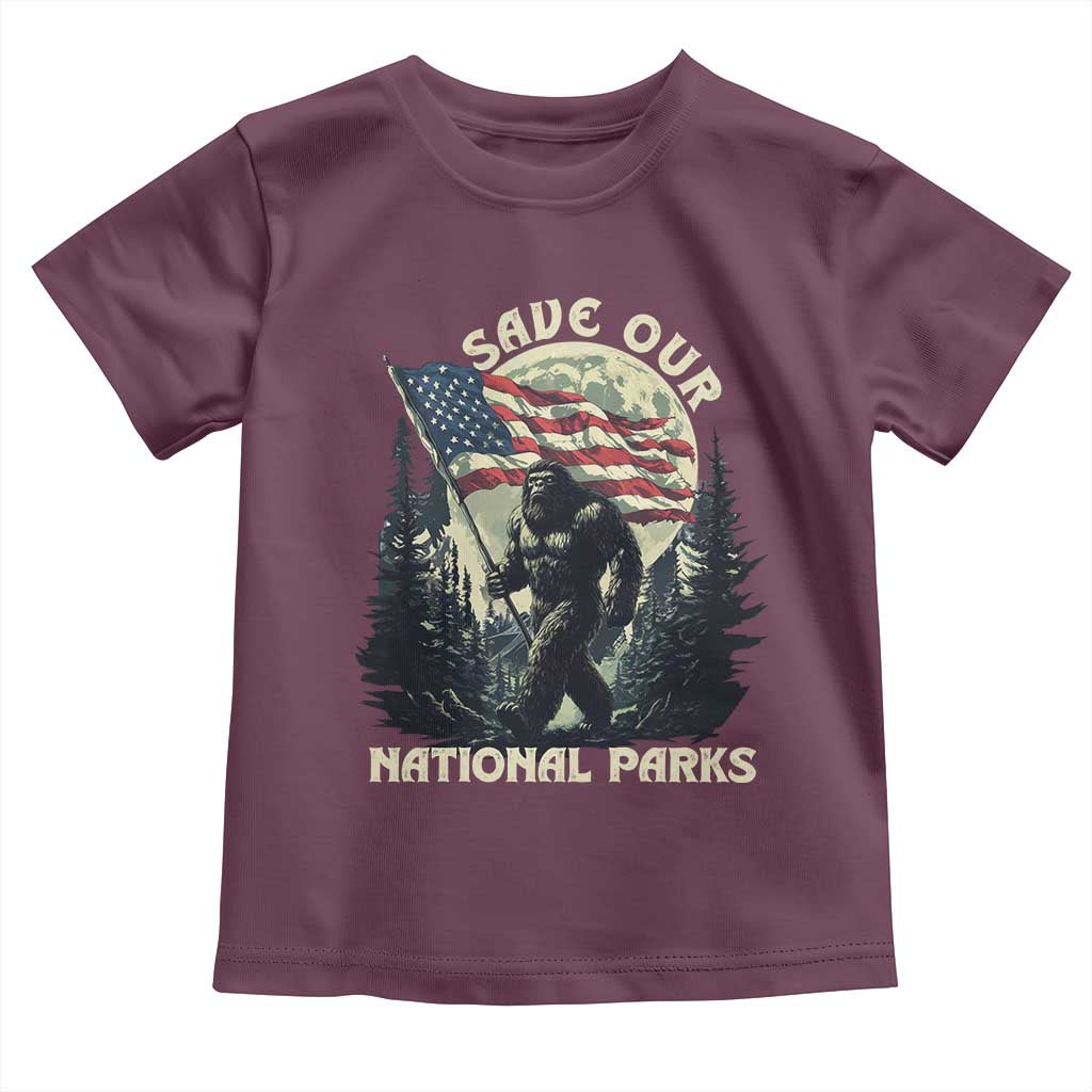 Save Our National Parks Bigfoot Toddler T Shirt Vintage American Flag