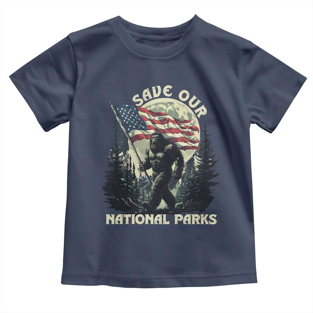 Save Our National Parks Bigfoot Toddler T Shirt Vintage American Flag