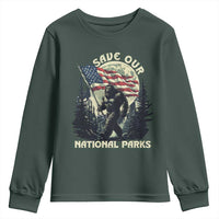 Save Our National Parks Bigfoot Youth Sweatshirt Vintage American Flag