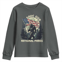 Save Our National Parks Bigfoot Youth Sweatshirt Vintage American Flag
