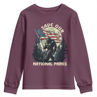 Save Our National Parks Bigfoot Youth Sweatshirt Vintage American Flag