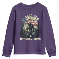 Save Our National Parks Bigfoot Youth Sweatshirt Vintage American Flag