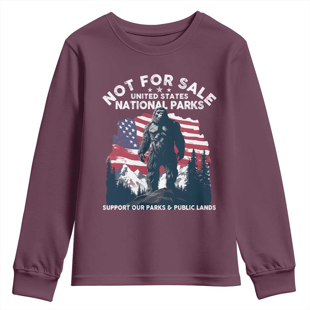 Not For Sale National Parks Bigfoot Youth Sweatshirt Support Our Parks And Public Lands