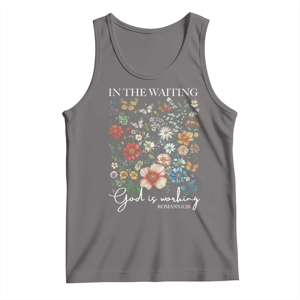 In The Waiting God Is Working Tank Top Religious Christian Bible Verse Flower