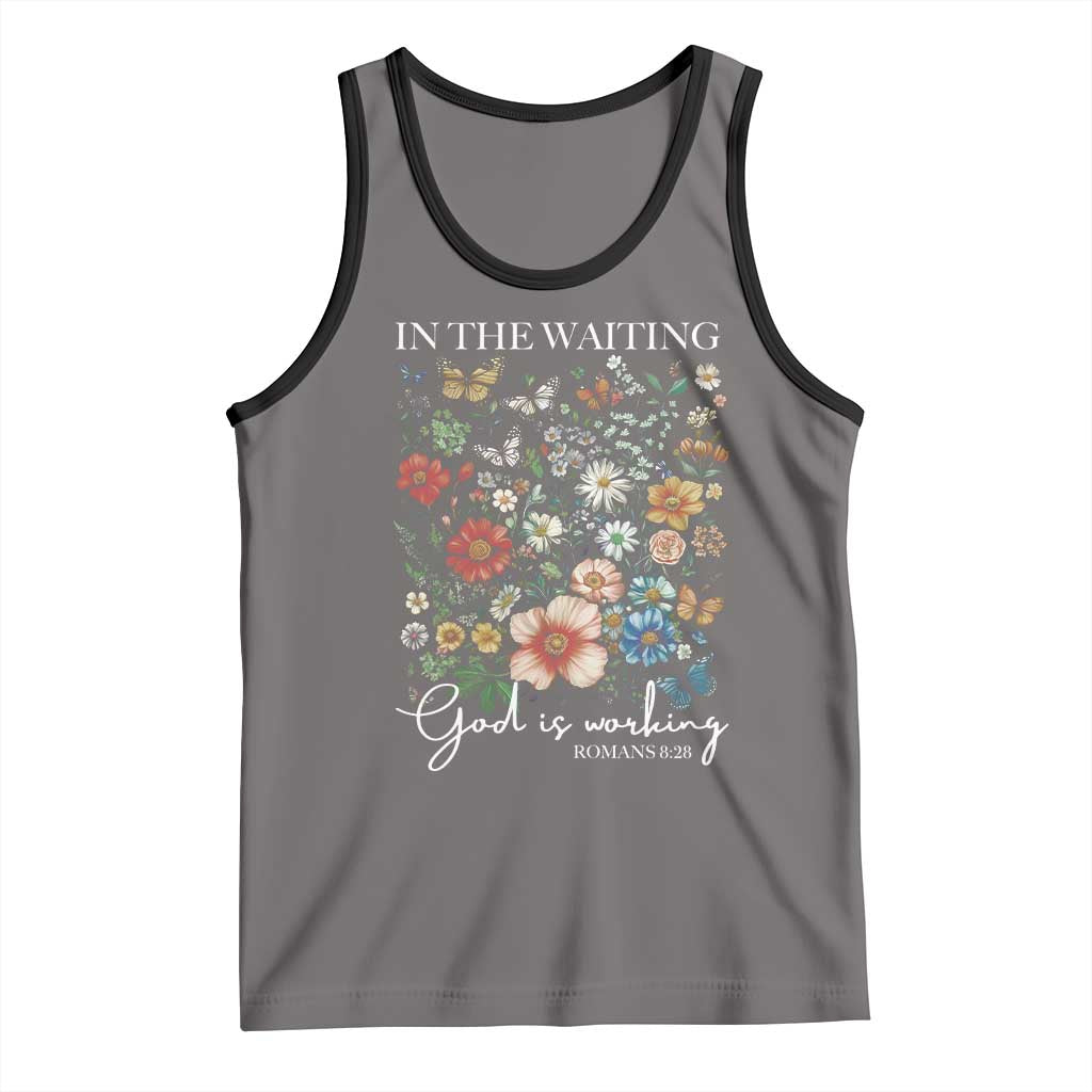 In The Waiting God Is Working Tank Top Religious Christian Bible Verse Flower