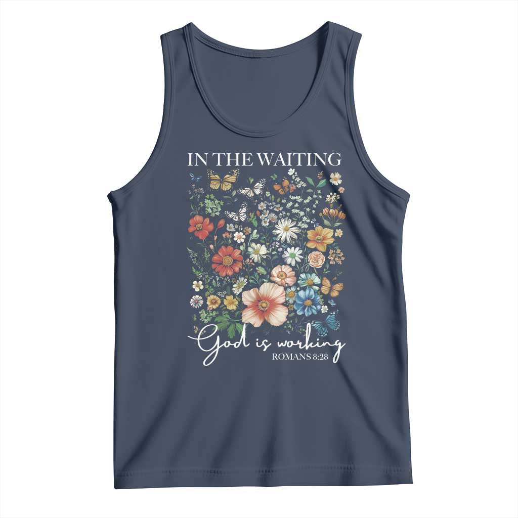 In The Waiting God Is Working Tank Top Religious Christian Bible Verse Flower
