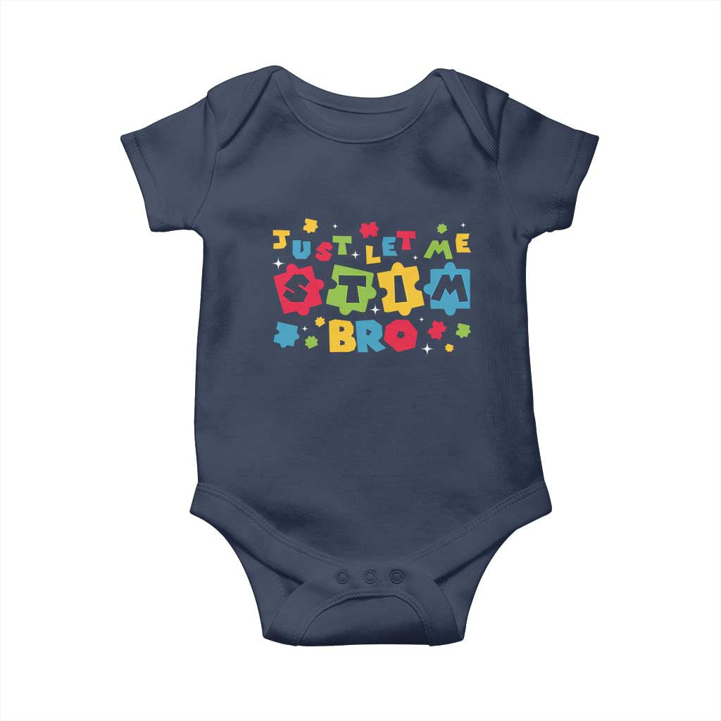 Funny Just Let Me Stim Bro Baby Onesie Autism Awareness Puzzle