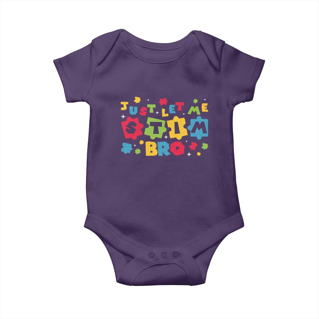 Funny Just Let Me Stim Bro Baby Onesie Autism Awareness Puzzle