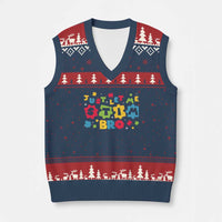 Funny Just Let Me Stim Bro V-Neck Knit Sweater Vest Autism Awareness Puzzle
