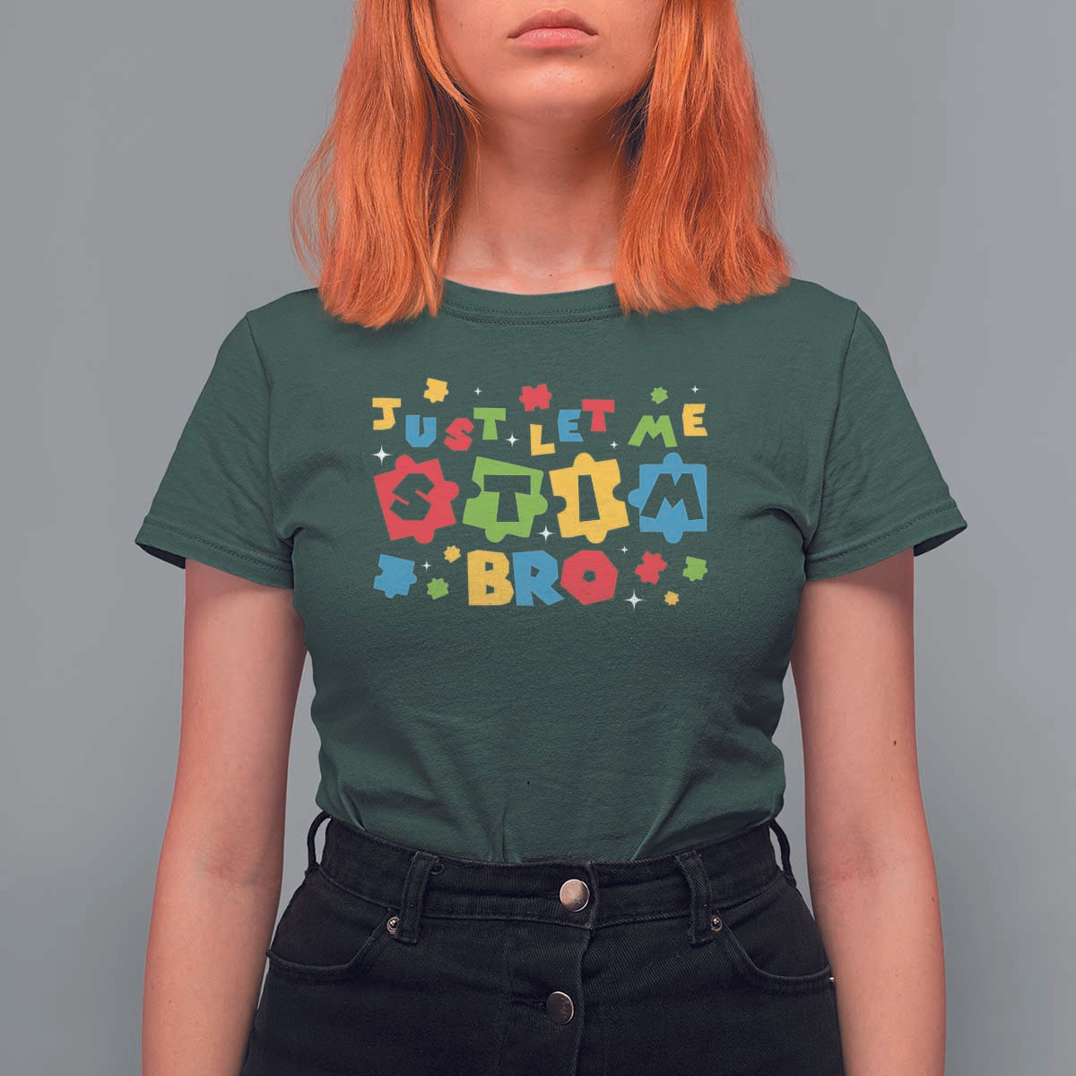 Funny Just Let Me Stim Bro T Shirt For Women Autism Awareness Puzzle
