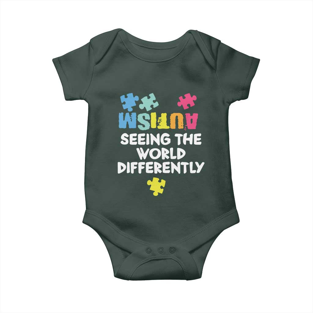 Autism Seeing The World Differently Baby Onesie Autistic Autism Awareness Puzzle