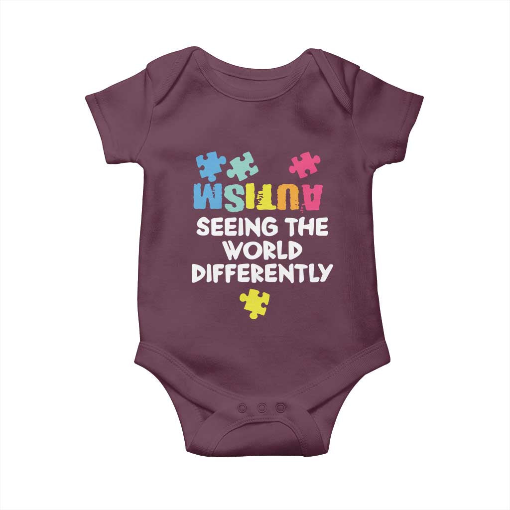 Autism Seeing The World Differently Baby Onesie Autistic Autism Awareness Puzzle