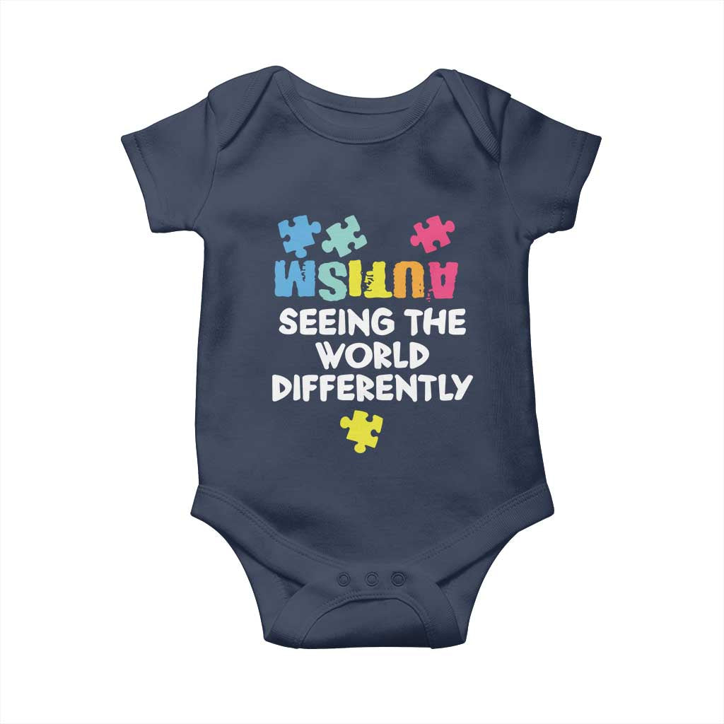 Autism Seeing The World Differently Baby Onesie Autistic Autism Awareness Puzzle