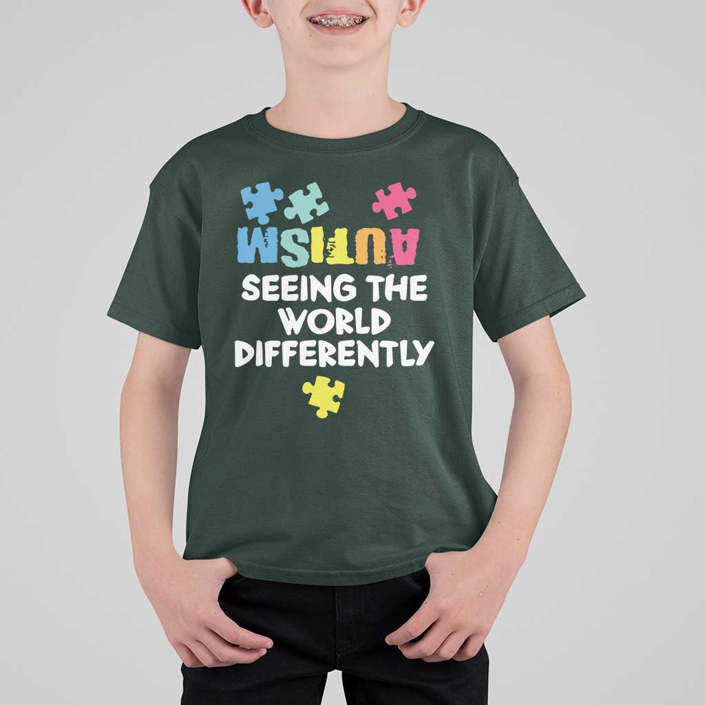 Autism Seeing The World Differently T Shirt For Kid Autistic Autism Awareness Puzzle