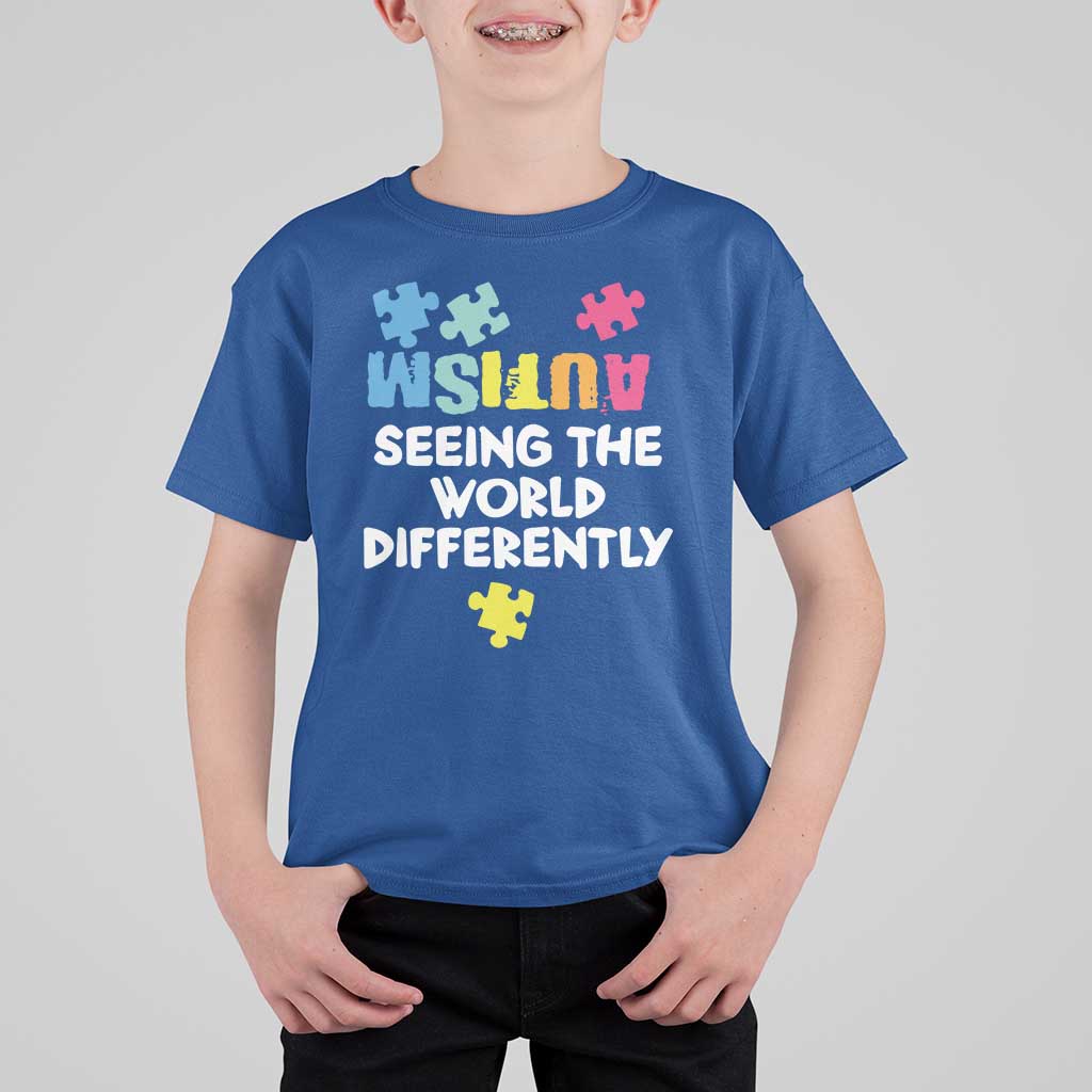 Autism Seeing The World Differently T Shirt For Kid Autistic Autism Awareness Puzzle