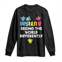 Autism Seeing The World Differently Long Sleeve Shirt Autistic Autism Awareness Puzzle