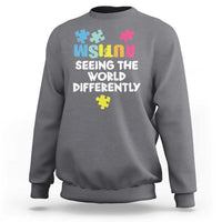 Autism Seeing The World Differently Sweatshirt Autistic Autism Awareness Puzzle