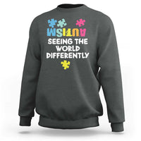 Autism Seeing The World Differently Sweatshirt Autistic Autism Awareness Puzzle