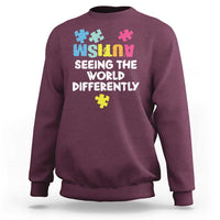 Autism Seeing The World Differently Sweatshirt Autistic Autism Awareness Puzzle