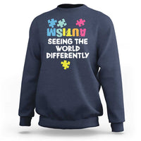 Autism Seeing The World Differently Sweatshirt Autistic Autism Awareness Puzzle