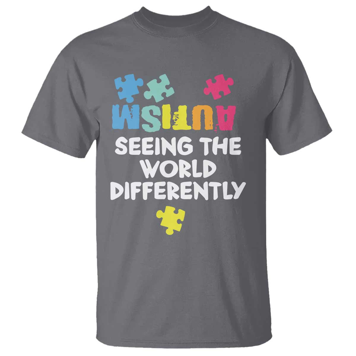 Autism Seeing The World Differently T Shirt Autistic Autism Awareness Puzzle