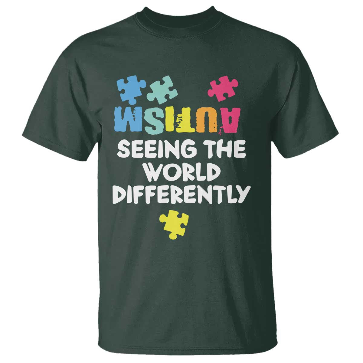 Autism Seeing The World Differently T Shirt Autistic Autism Awareness Puzzle
