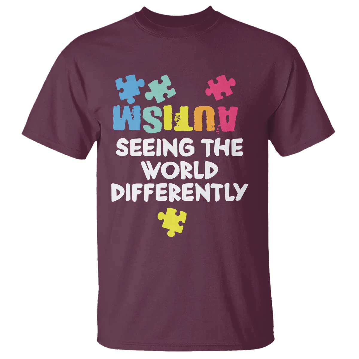 Autism Seeing The World Differently T Shirt Autistic Autism Awareness Puzzle