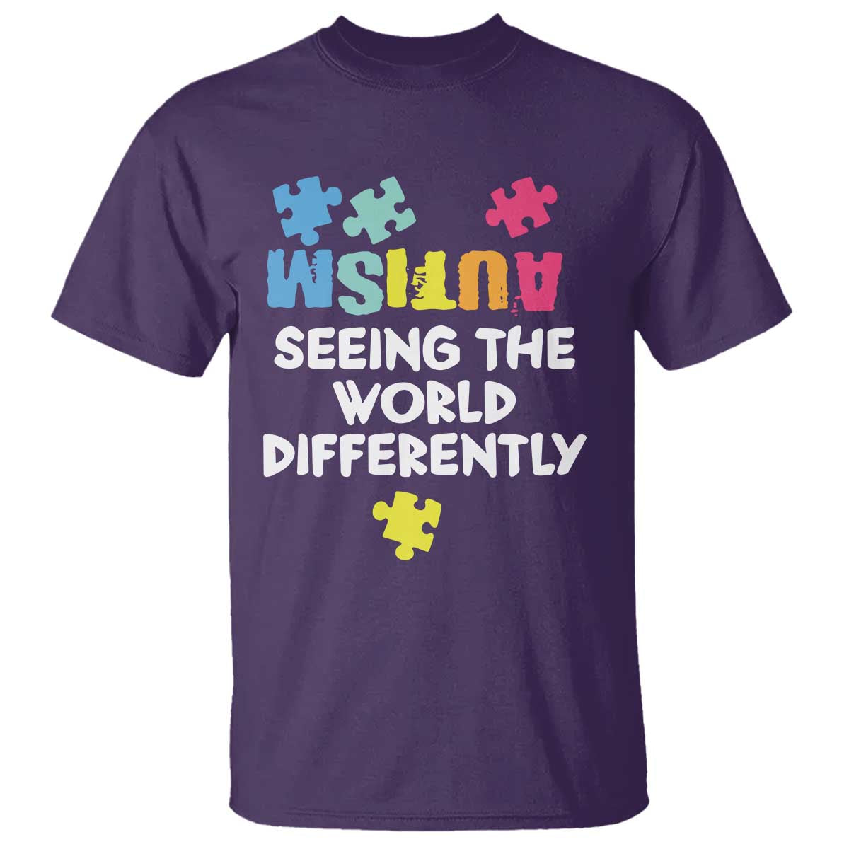 Autism Seeing The World Differently T Shirt Autistic Autism Awareness Puzzle