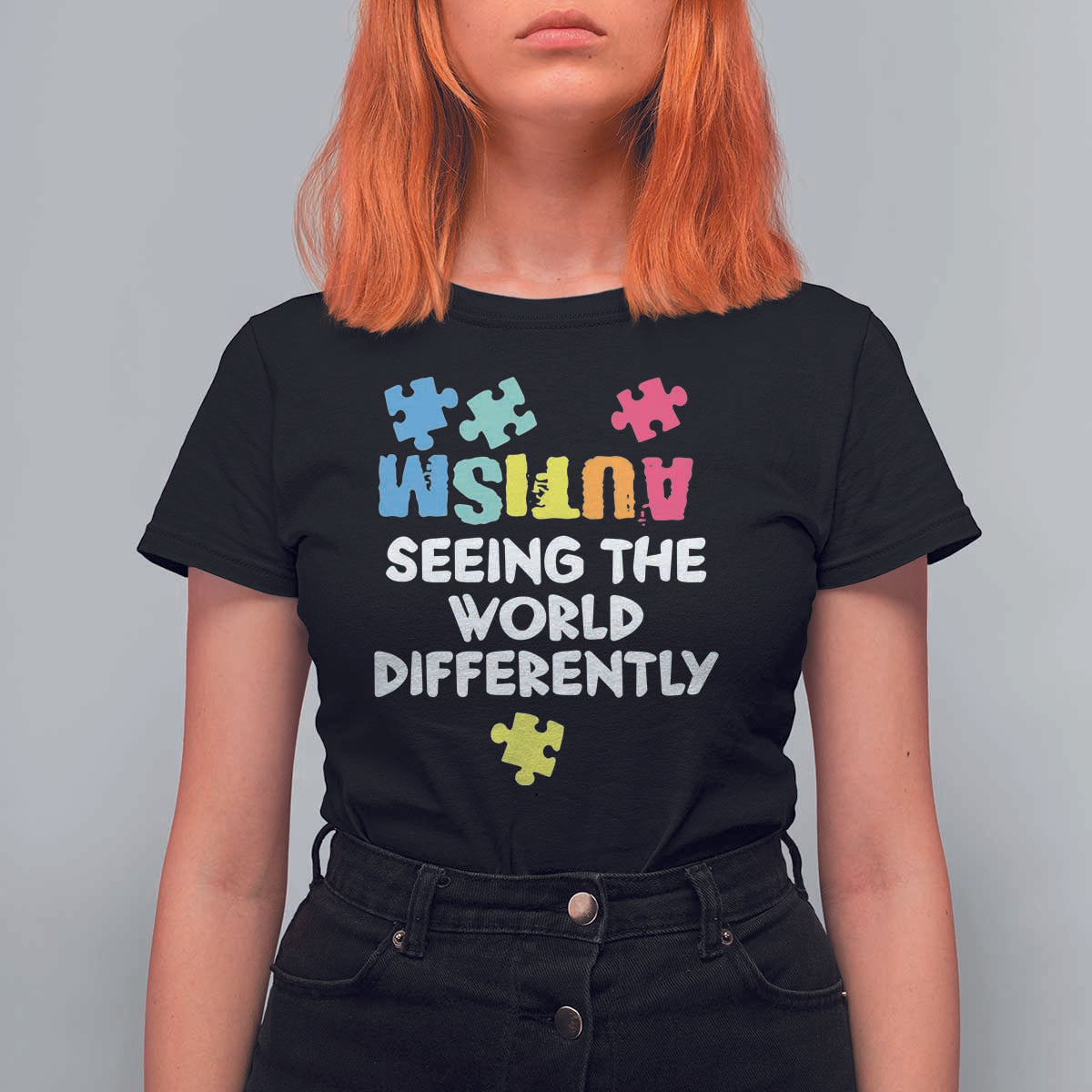 Autism Seeing The World Differently T Shirt For Women Autistic Autism Awareness Puzzle