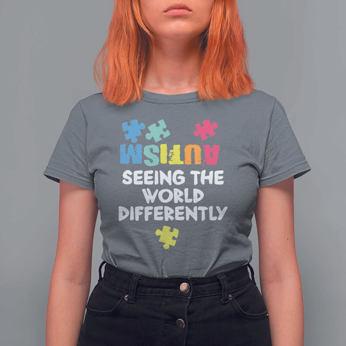 Autism Seeing The World Differently T Shirt For Women Autistic Autism Awareness Puzzle