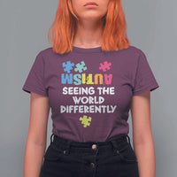 Autism Seeing The World Differently T Shirt For Women Autistic Autism Awareness Puzzle