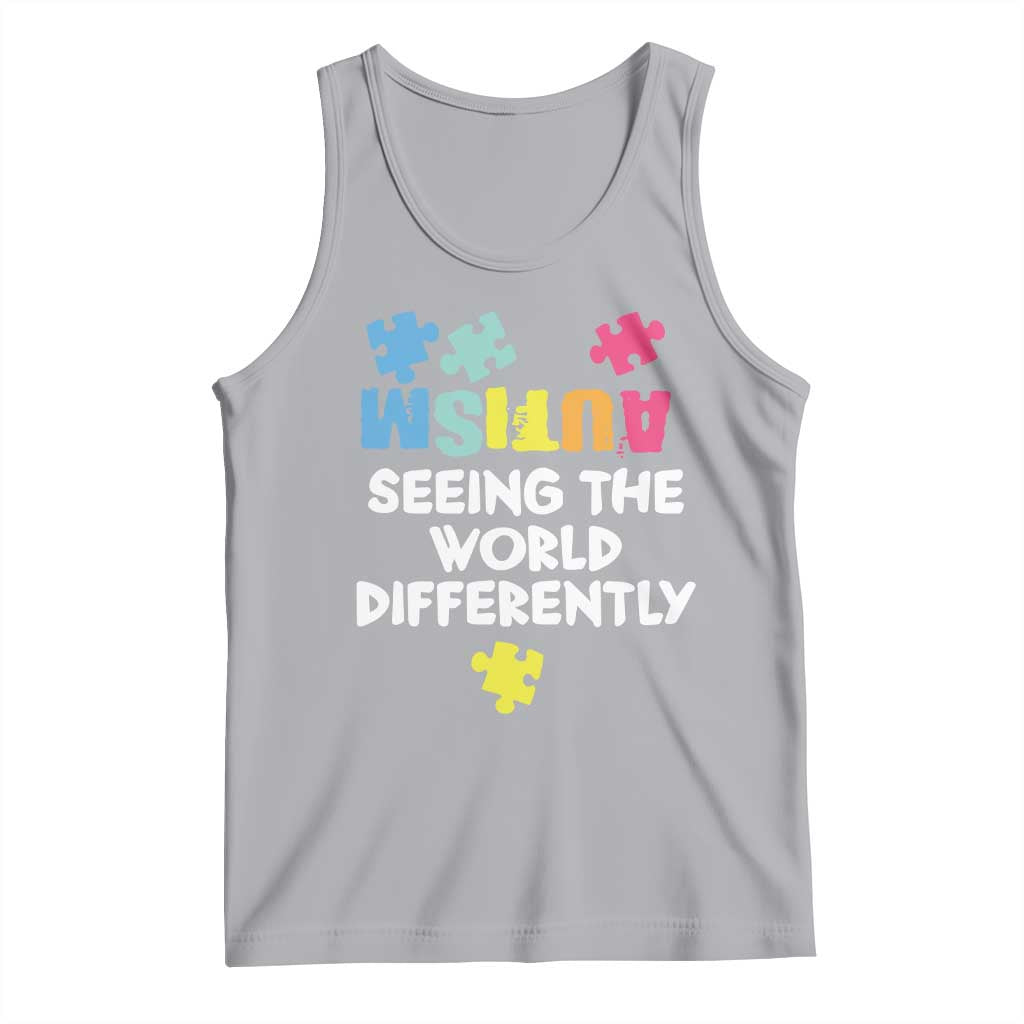 Autism Seeing The World Differently Tank Top Autistic Autism Awareness Puzzle