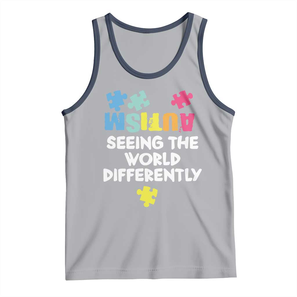 Autism Seeing The World Differently Tank Top Autistic Autism Awareness Puzzle