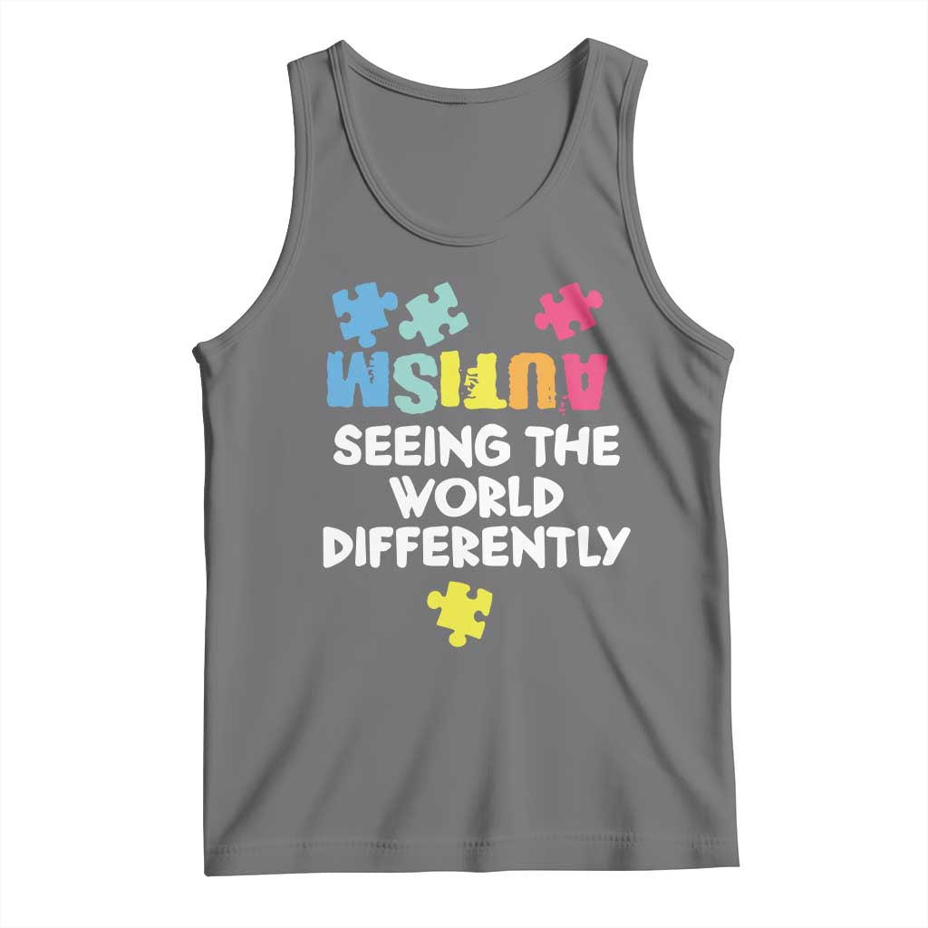 Autism Seeing The World Differently Tank Top Autistic Autism Awareness Puzzle