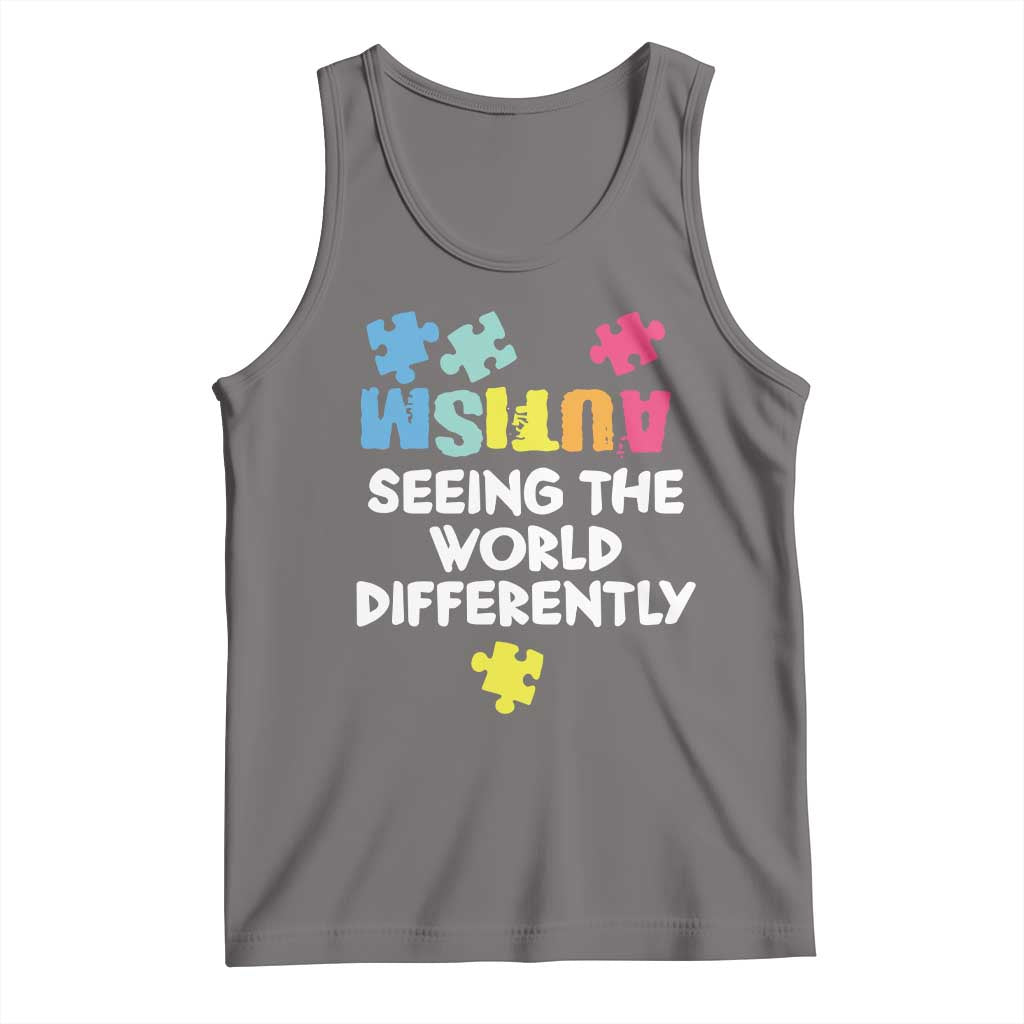 Autism Seeing The World Differently Tank Top Autistic Autism Awareness Puzzle