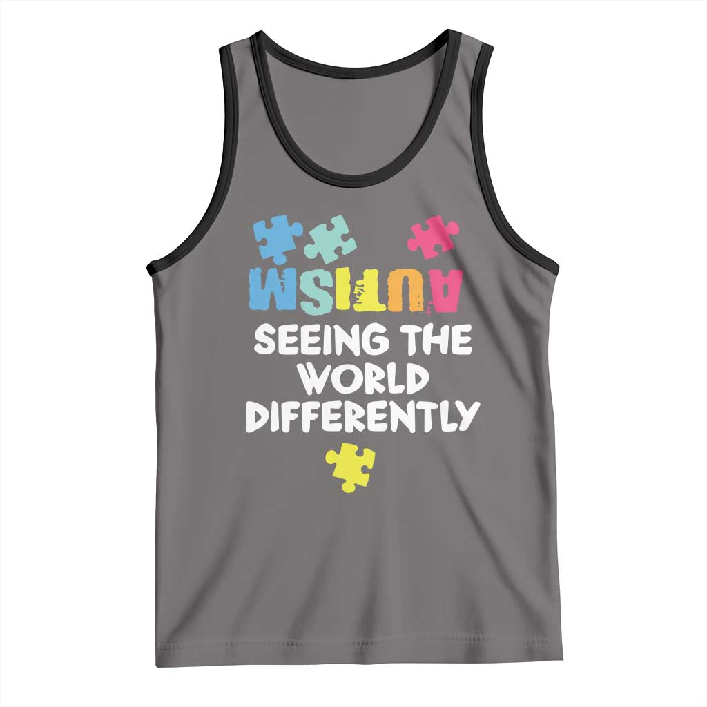 Autism Seeing The World Differently Tank Top Autistic Autism Awareness Puzzle