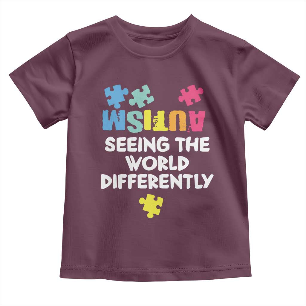 Autism Seeing The World Differently Toddler T Shirt Autistic Autism Awareness Puzzle
