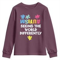 Autism Seeing The World Differently Youth Sweatshirt Autistic Autism Awareness Puzzle