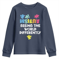 Autism Seeing The World Differently Youth Sweatshirt Autistic Autism Awareness Puzzle