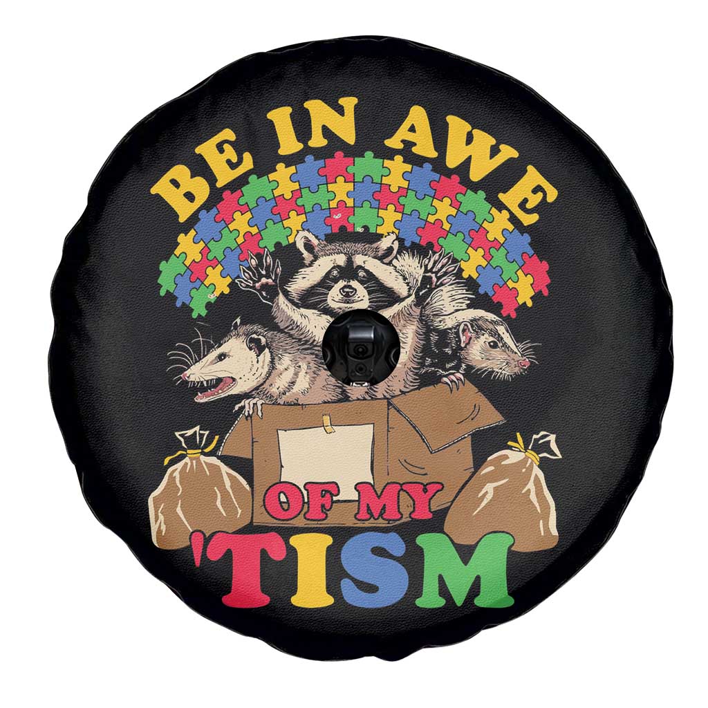 Funny Autism Awareness Spare Tire Cover Be In Awe Of My 'Tism Autistic Raccoon Opossum Skunk