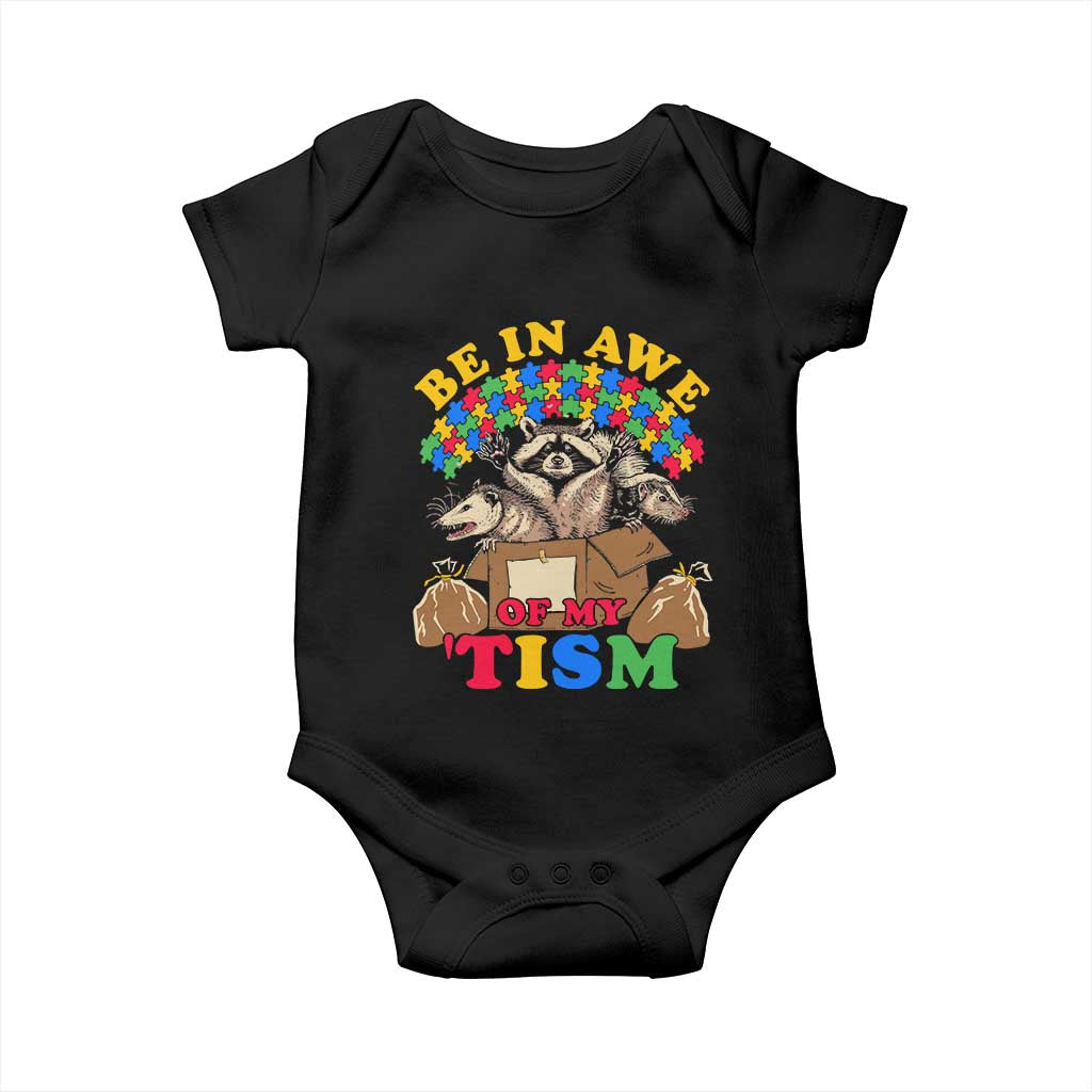 Funny Autism Awareness Baby Onesie Be In Awe Of My 'Tism Autistic Raccoon Opossum Skunk