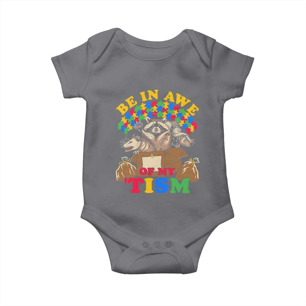 Funny Autism Awareness Baby Onesie Be In Awe Of My 'Tism Autistic Raccoon Opossum Skunk