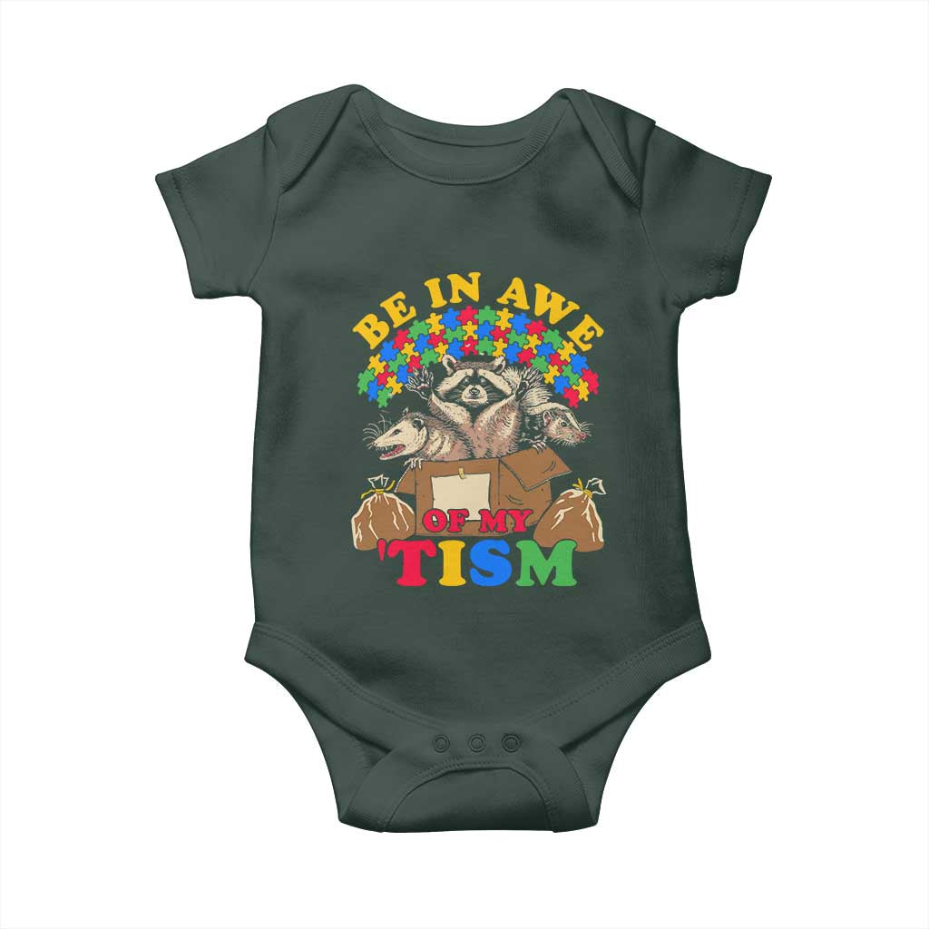 Funny Autism Awareness Baby Onesie Be In Awe Of My 'Tism Autistic Raccoon Opossum Skunk