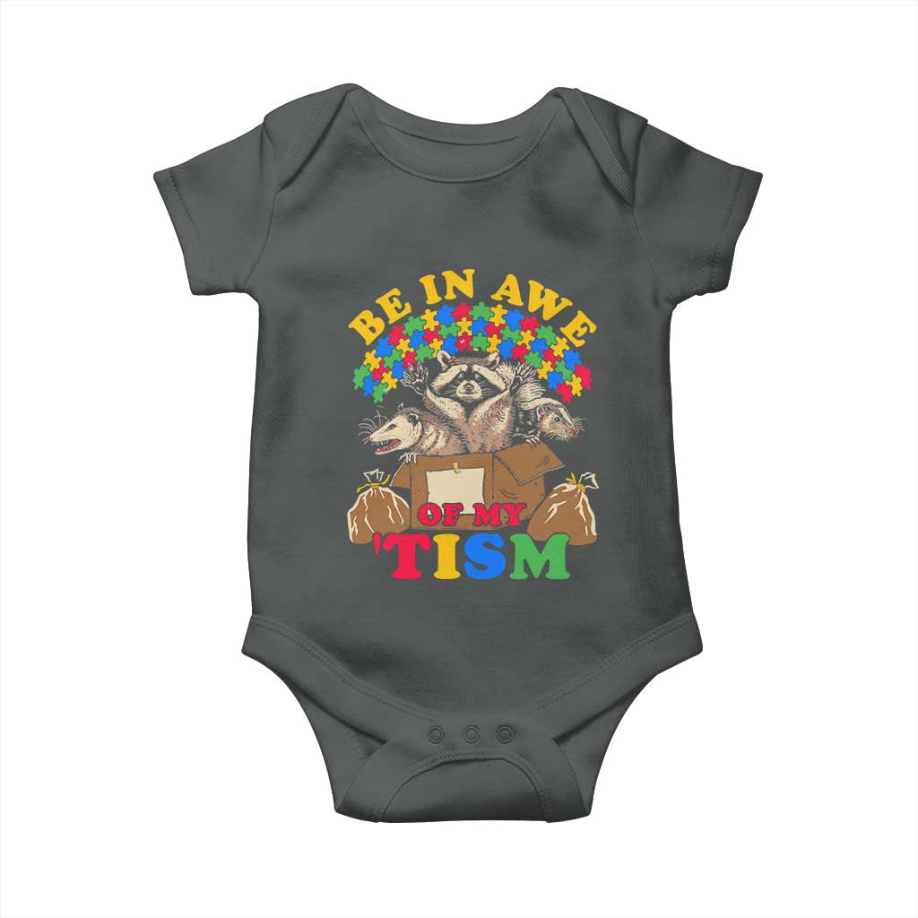 Funny Autism Awareness Baby Onesie Be In Awe Of My 'Tism Autistic Raccoon Opossum Skunk