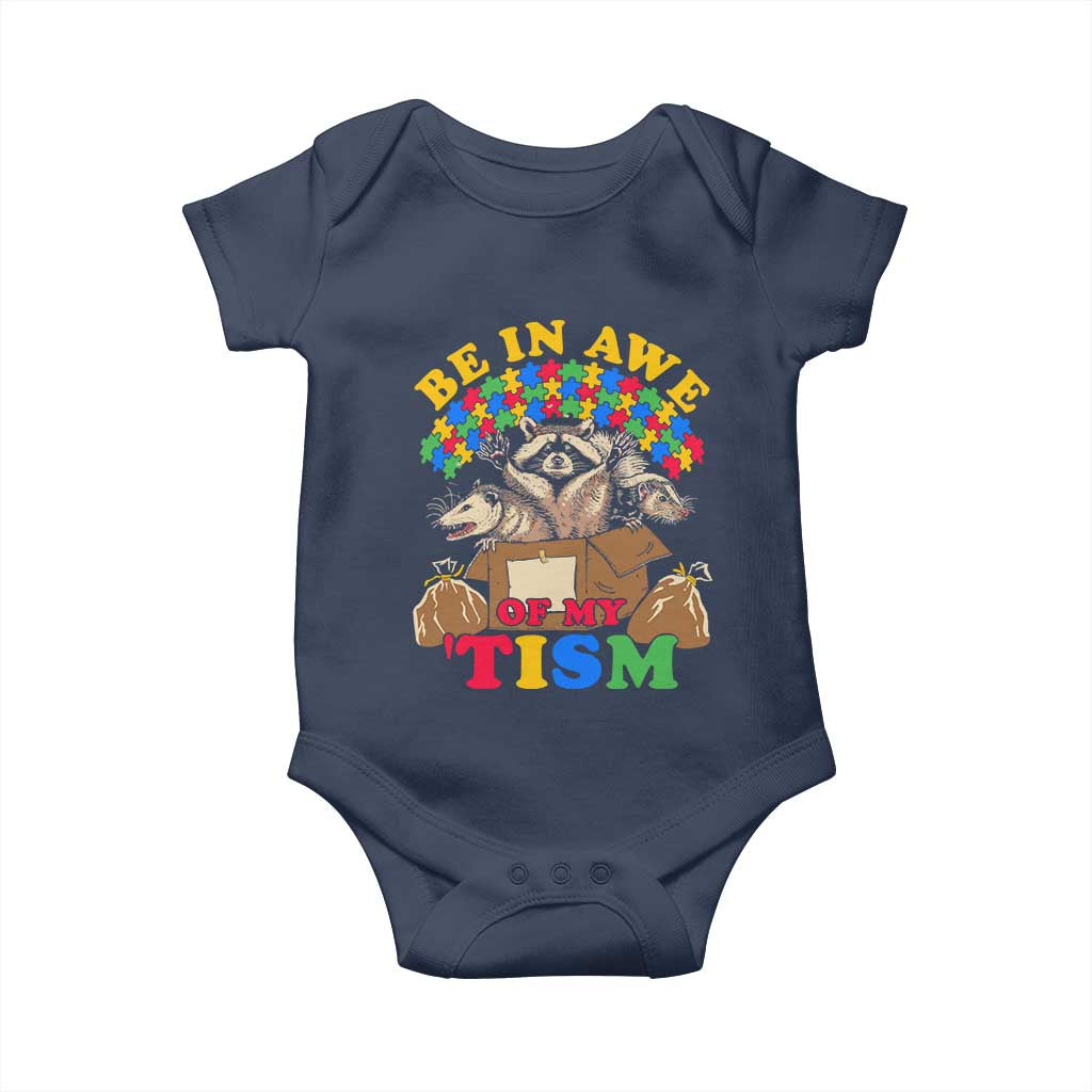 Funny Autism Awareness Baby Onesie Be In Awe Of My 'Tism Autistic Raccoon Opossum Skunk